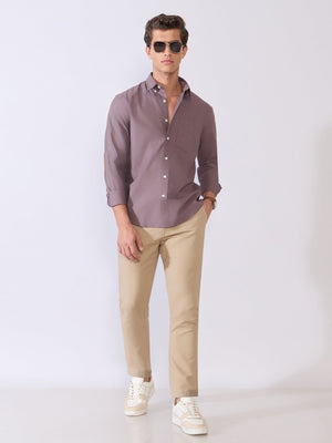 Orren - Slim Fit Cotton Pant - Dark Beige - Espanshe