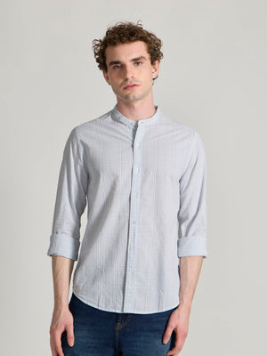 Hadrian - Band Collar Checks Shirt - Light Green - Espanshe