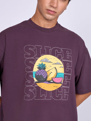 Everston - Slice Printed Baggy T-Shirt - Midnight Plum - Espanshe