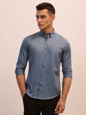 Calanthe - Giza Cotton Slim Fit Shirt - Stone Blue - Espanshe