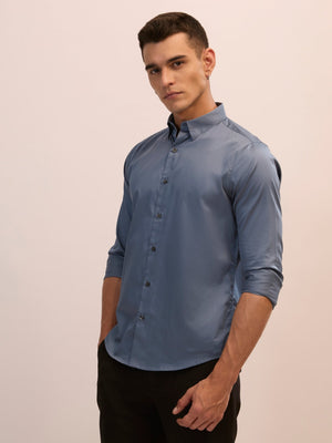 Calanthe - Giza Cotton Slim Fit Shirt - Stone Blue - Espanshe