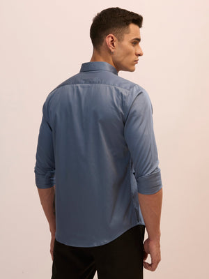 Calanthe - Giza Cotton Slim Fit Shirt - Stone Blue - Espanshe