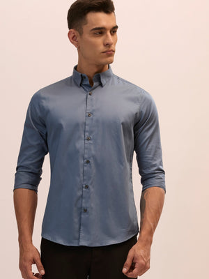 Calanthe - Giza Cotton Slim Fit Shirt - Stone Blue - Espanshe