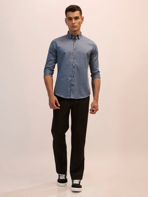 Calanthe - Giza Cotton Slim Fit Shirt - Stone Blue - Espanshe