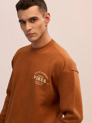 Nagant - Full Sleeve Fleeced Sweater Tee - Brown - Espanshe