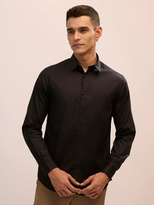 Calanthe - Giza Cotton Slim Fit Shirt - Black - Espanshe