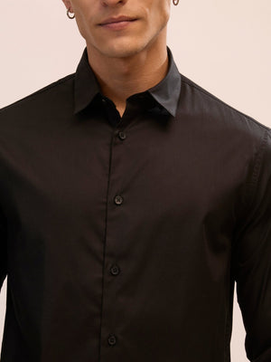 Calanthe - Giza Cotton Slim Fit Shirt - Black - Espanshe