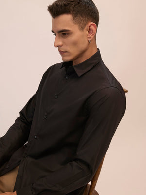 Calanthe - Giza Cotton Slim Fit Shirt - Black - Espanshe