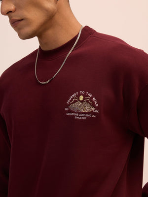 Nagant - Full Sleeve Fleeced Sweater Tee - Maroon - Espanshe