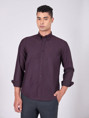 Man wearing Tencel Plain Shirt in Dark Lavender.