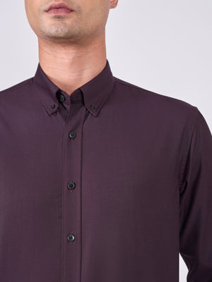 Man wearing Tencel Plain Shirt in Dark Lavender.