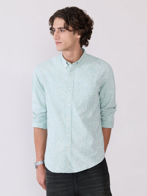 Nefilo - Oxford Printed Shirt - Light Green - Espanshe
