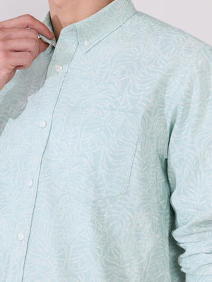 Nefilo - Oxford Printed Shirt - Light Green - Espanshe