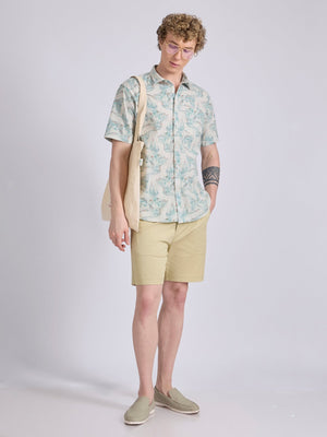 Lucius - Printed Half Sleeve Shirt - Soft Blue - Espanshe