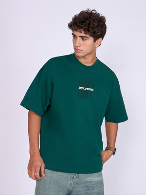 Men's Baggy Printed T-Shirt in Deep Emerald Green