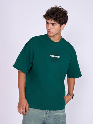 Evolution - Baggy Printed T-Shirt - Deep Emerald Green - Espanshe