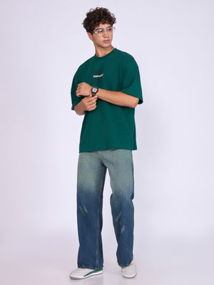 Men's Baggy Printed T-Shirt in Deep Emerald Green
