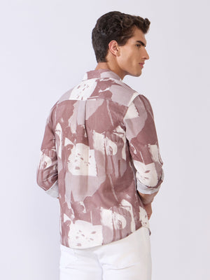 Mitaka - Relaxed Printed Shirt - Plum - Espanshe