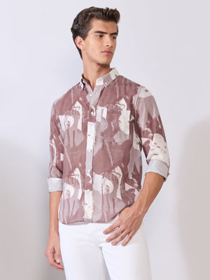 Mitaka - Relaxed Printed Shirt - Plum - Espanshe