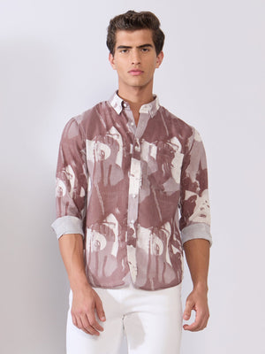 Mitaka - Relaxed Printed Shirt - Plum - Espanshe