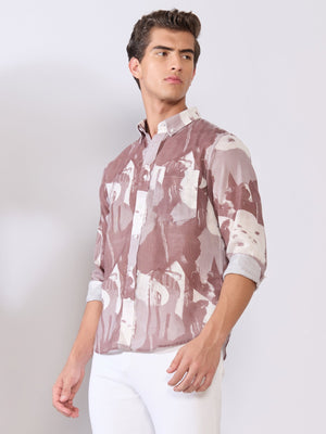 Mitaka - Relaxed Printed Shirt - Plum - Espanshe