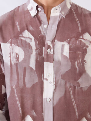 Mitaka - Relaxed Printed Shirt - Plum - Espanshe