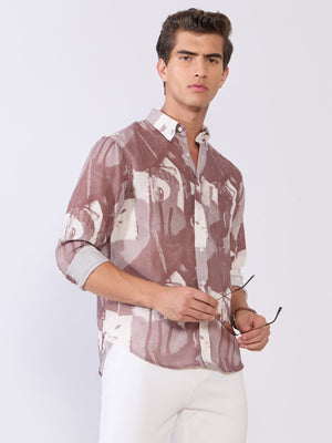 Mitaka - Relaxed Printed Shirt - Plum - Espanshe