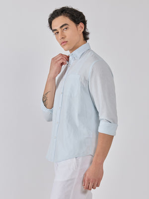 Men's Relaxed Linen Shirt - light blue