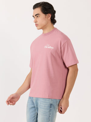 Sheldon - Palm Paradise Graphic Pastel Pink Loose Fit T-Shirt - Espanshe