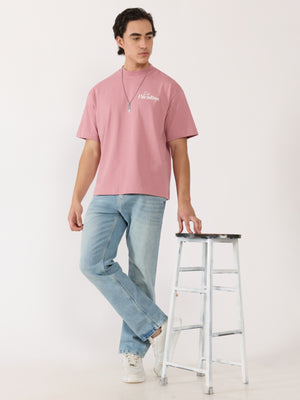 Men's Graphic Pastel pink Loose Fit T-Shirt