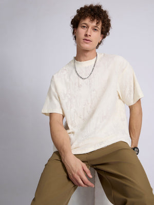 Wexley - Distressed T Shirt - Cream - Espanshe