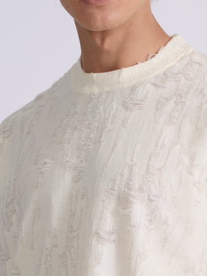 Wexley - Distressed T Shirt - Cream - Espanshe