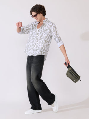 Nefilo - Oxford Printed Shirt - Olive - Espanshe