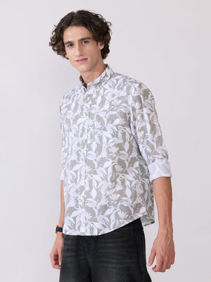 Nefilo - Oxford Printed Shirt - Olive - Espanshe