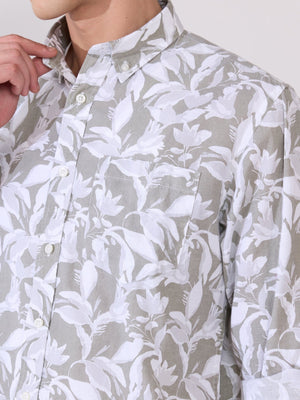 Nefilo - Oxford Printed Shirt - Olive - Espanshe