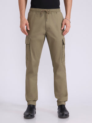 Men's jogger pant in moss green with elasticated drawstring