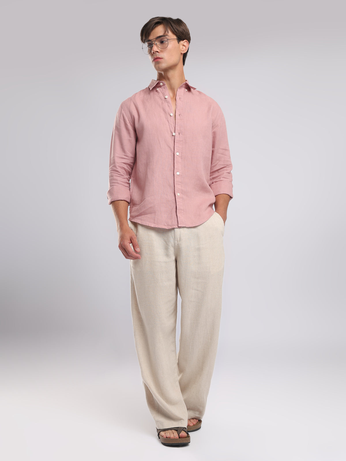 Zemepho - Premium 100% Linen Shirt - Blush Pink