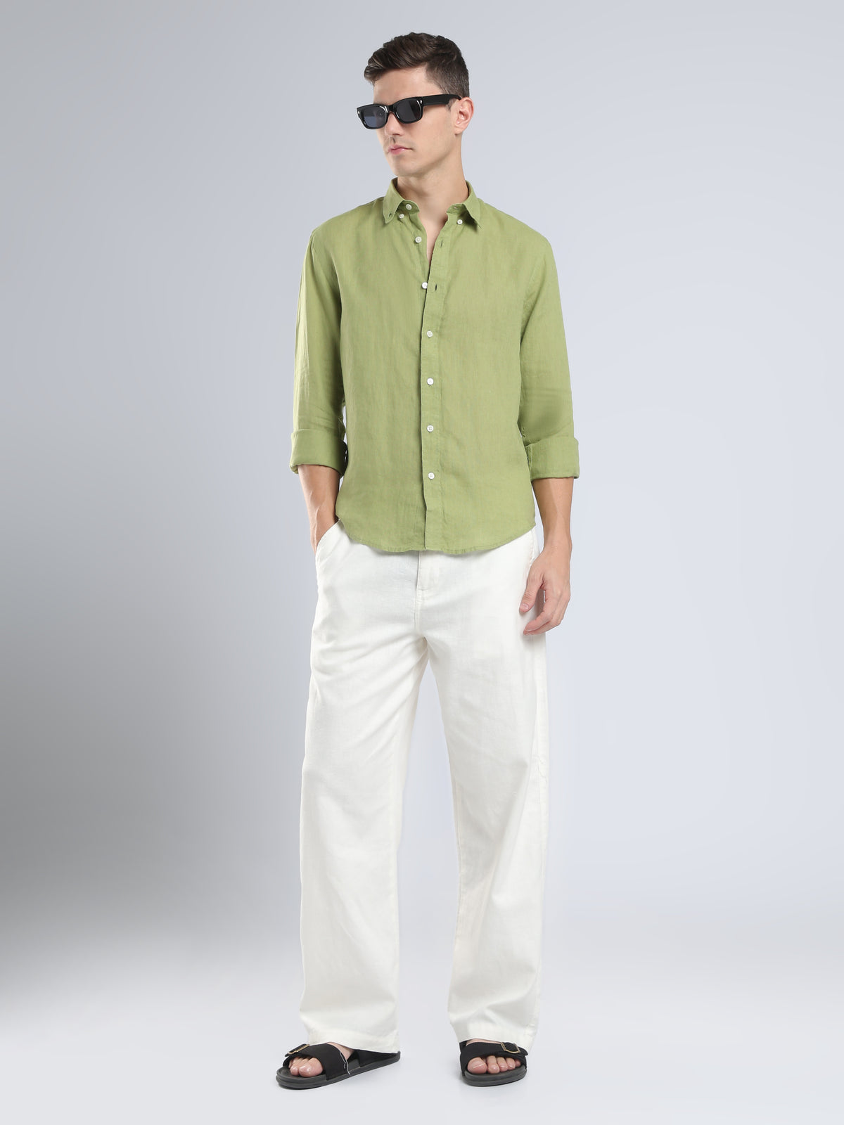 Zemepho - Premium 100% Linen Shirt - Avacado Green