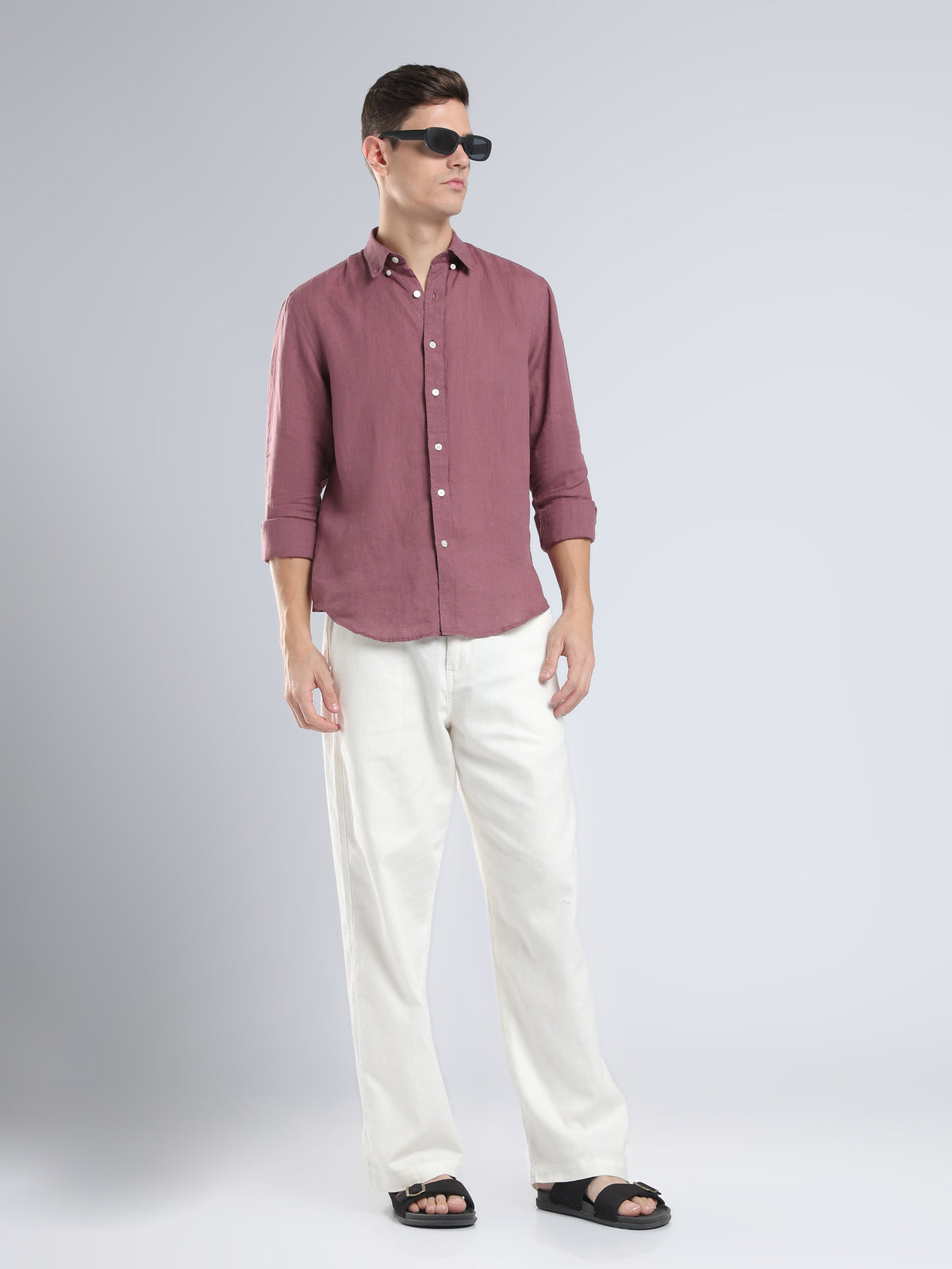 Zemepho - Premium 100% Linen Shirt - Plum Caspia