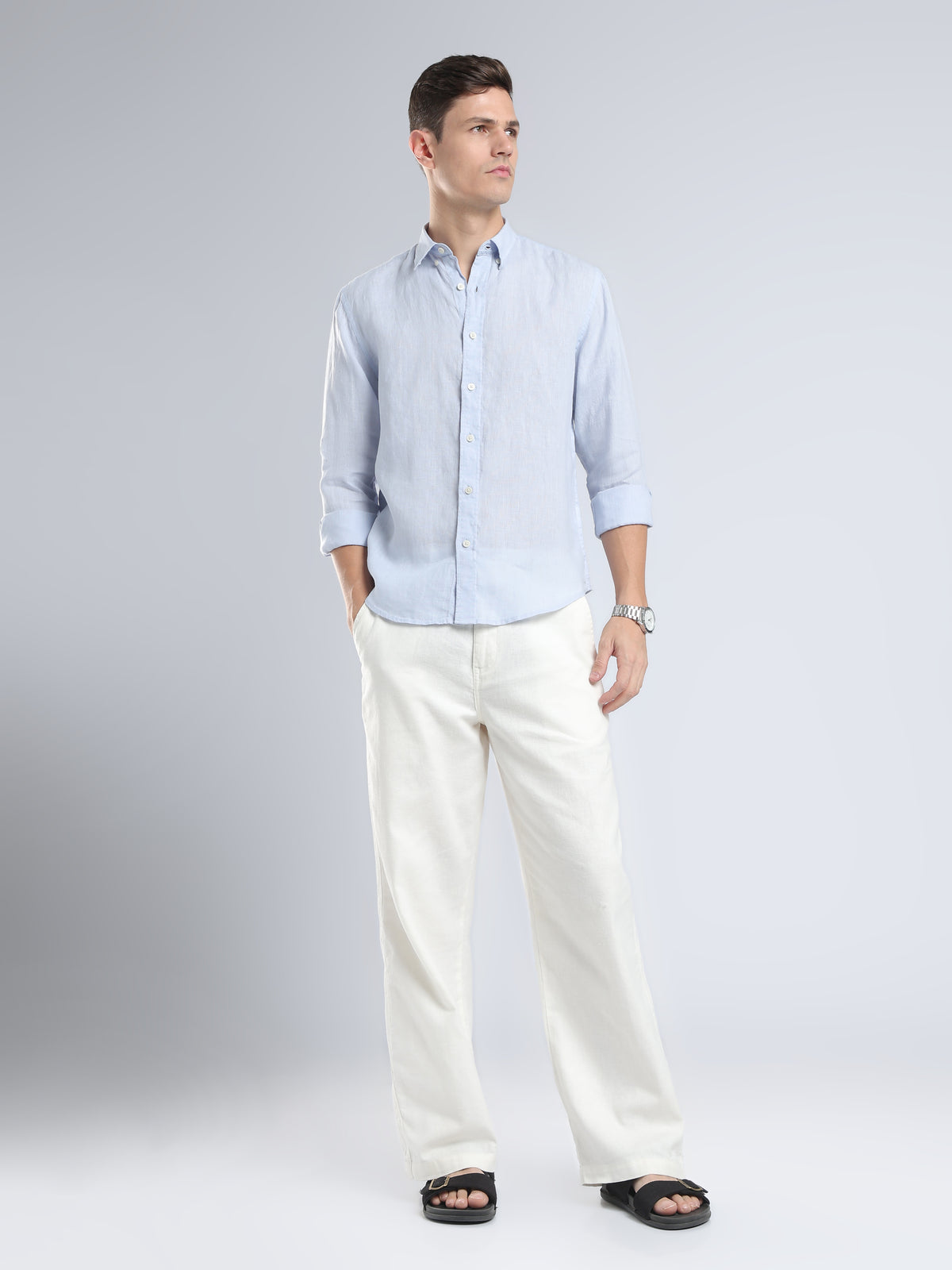 Zemepho - Premium 100% Linen Shirt - Light Blue