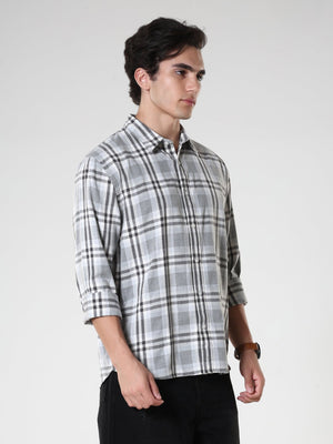 Amabel - Checkered Regular fit Shirt - Cement - Espanshe