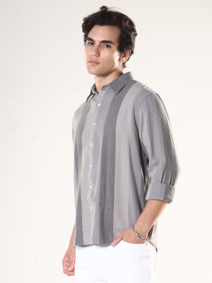 men's grey stripped shirt made from pure cotton.