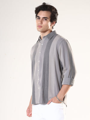 Ambuel - Striped Regular Shirt - Grey - Espanshe