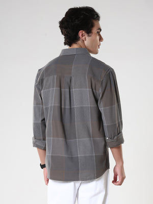 men's charcoal checkered shirt made from pure cotton.