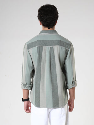 Ambuel - Striped Regular Shirt - Green - Espanshe