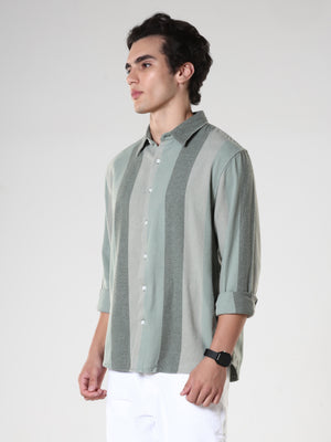 men's green stripped shirt made from pure cotton.