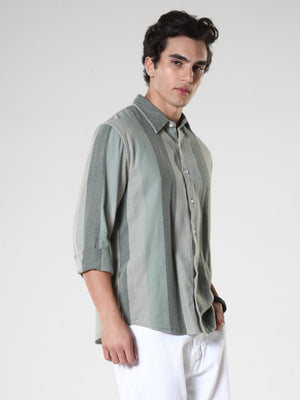 Ambuel - Striped Regular Shirt - Green - Espanshe
