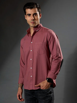 Classy - Turkish Fit Shirt With Elbow Patch - Brick Red - Espanshe
