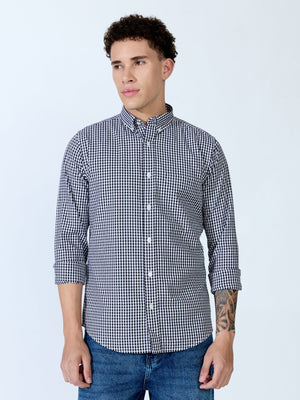 Sara - 100% Cotton Gingham Shirt - Black - Espanshe