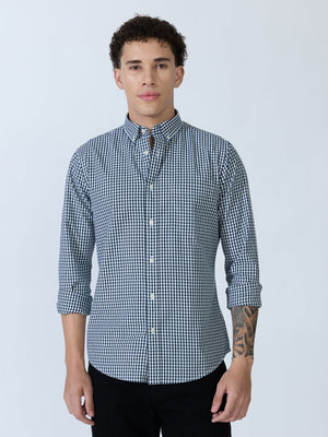Sara - 100% Cotton Gingham Shirt - Dark Green - Espanshe